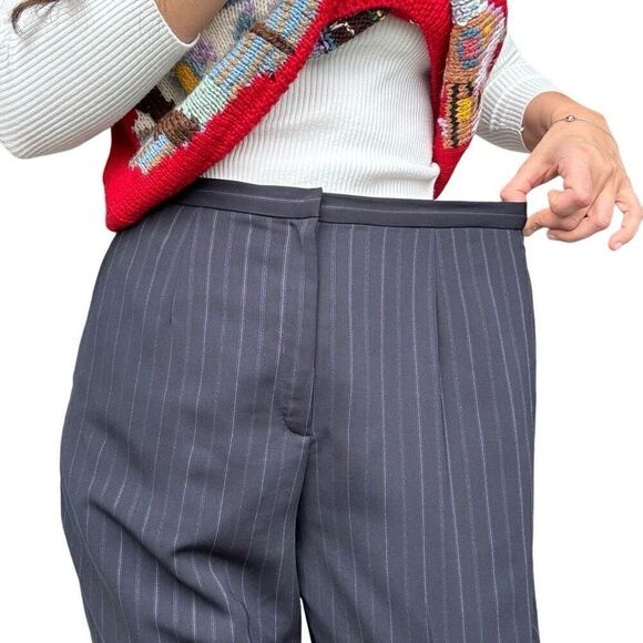 Worthington Navy Blue Striped Lined Trousers Dress Pants Size 14 Women Work - Picture 4 of 8